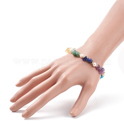 Bracelet silder perlé avec des éclats de pierres précieuses mélangées naturelles avec perle&nbsp;BJEW-JB08326