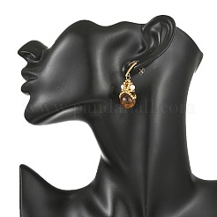 Boucles d'oreilles pendantes en œil de tigre naturel pour femmes&nbsp;EJEW-MZ00784