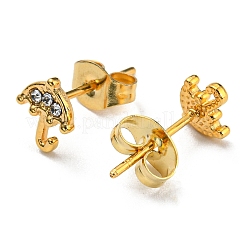 Orecchini a bottone in acciaio inossidabile 304 con placcatura sotto vuoto pvd e strass per donna&nbsp;STAS-D087-22G