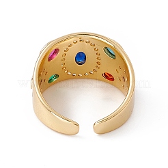 Buntes Zirkonia-Oval mit sonnenoffenem Manschettenring&nbsp;RJEW-B043-15