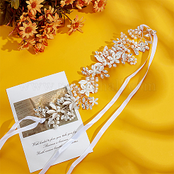 Blumen-Polyester & Messing-Strass-Hochzeitsgürtel für die Dekoration von Bankettkleidern&nbsp;DIY-WH0723-082S