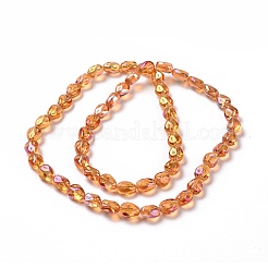 Transparentes perles de verre de galvanoplastie brins&nbsp;GLAA-C025-02