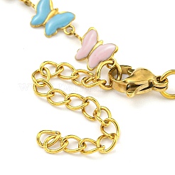 Bracelets à maillons papillon en acier inoxydable 304 plaqués sous vide PVD et émail coloré&nbsp;BJEW-P334-09G