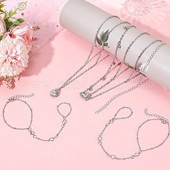 2 Stück Panzerketten-Fingerringarmbänder aus Legierung für Frauen&nbsp;BJEW-CY0001-06