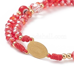 Malocchio di lampwork e braccialetto di perline intrecciate di vetro&nbsp;BJEW-TA00183-02