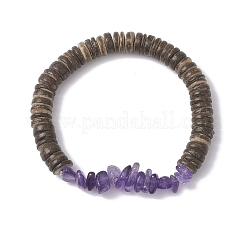 10 pulsera elástica de 10 estilos con piedras preciosas naturales mixtas y cuentas de coco para mujeres y hombres.&nbsp;BJEW-JB12598