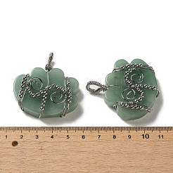 Pendentifs enveloppés de fil de cuivre d'aventurine verte naturelle&nbsp;G-K338-07P-05
