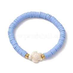 5 braccialetti elasticizzati con perline fatti a mano con disco in argilla polimerica in 5 colori&nbsp;BJEW-JB10259-01
