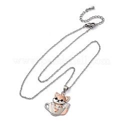 Colliers en laiton avec pendentif en forme de renard mignon pour femmes&nbsp;LS-NJEW-C067-03P