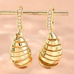 Boucles d'oreilles en laiton avec zircone cubique de micro pavé&nbsp;EJEW-G471-54G
