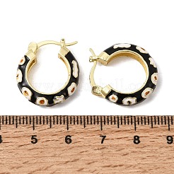 Creolen aus Messing mit Emaille und Blumenmuster&nbsp;EJEW-G471-08G-01