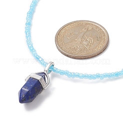 Collana con pendente a proiettile misto naturale con catene di perline di semi per donna&nbsp;NJEW-JN04298
