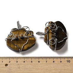 Pendentifs enveloppés de fil de cuivre oeil de tigre naturel&nbsp;G-K338-06P-04