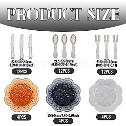 12 piatto di plastica in 3 colori e 36 pezzi di ornamenti in miniatura per stoviglie in resina in 3 stili&nbsp;DIY-TA0015-50