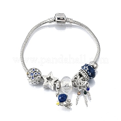 Braccialetti con ciondoli in lega smaltata con perline europee&nbsp;BJEW-F495-19P