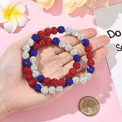 1 collana elasticizzata con perline rotonde e strass in argilla polimerica&nbsp;NJEW-SP0001-14D