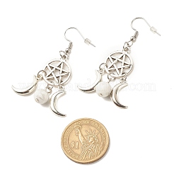 Rete intrecciata con orecchini pendenti in howlite naturale&nbsp;EJEW-JE04945-03