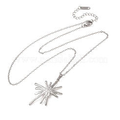 Collares con colgante de flor de acero inoxidable 304 y cadena de cable para hombres y mujeres&nbsp;NJEW-K308-05G-P
