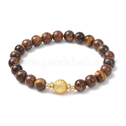 Bracelets extensibles en œil de tigre naturel pour couple&nbsp;BJEW-JB12178