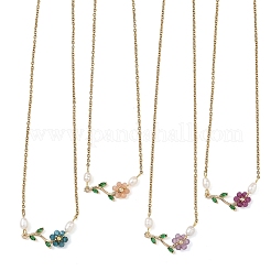 Collar con colgante de rama de acero inoxidable 304 con cadena de cable&nbsp;NJEW-JN06415