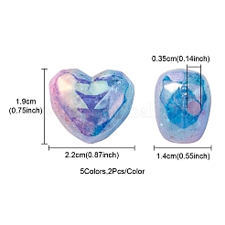 10 pz 5 colori perline acriliche craquelé trasparenti&nbsp;MACR-YW0002-64