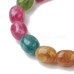 Bracelets extensibles en perles ovales en jade malaisien naturel teinté pour femmes&nbsp;BJEW-JB11039