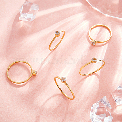 5 Stück 5 Stil flache runde Strass-Fingerringe&nbsp;RJEW-UN0001-08