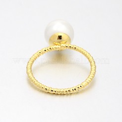 Messing Acryl Perlenfingerringe für Hochzeit Schmuck&nbsp;RJEW-J061-G
