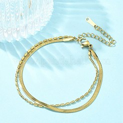 Schlangenkettenarmbänder aus 304 Edelstahl&nbsp;BJEW-C084-03G