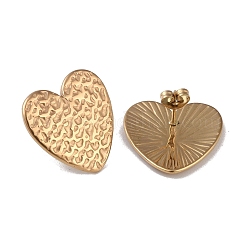Pendientes de botón de acero inoxidable 304 con textura de corazón para mujer&nbsp;EJEW-L283-013G
