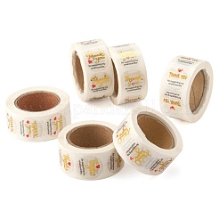 6 Rolle 6 Stil 1 Zoll Dankeschön selbstklebende Kraftpapier-Aufkleber&nbsp;DIY-LS0003-38