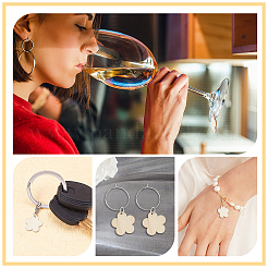 Kit para hacer etiquetas con dijes de flores para copas de vino&nbsp;DIY-SC0018-59