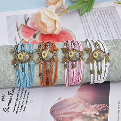 4 Stück 4 Farben PU-Lederschnur mehrsträngige Armbänder Set&nbsp;BJEW-FI0001-06