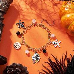 Braccialetti con ciondoli in lega smaltata a tema Halloween per donna&nbsp;BJEW-JB12110-01