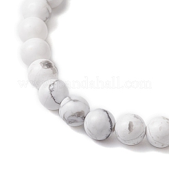Natürliche Howlith-Würfel und runde Perlen-Stretch-Armbänder&nbsp;BJEW-JB10807-06