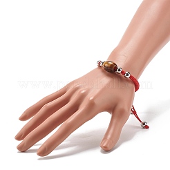 Bracciale in cordoncino di perline naturali con occhio di tigre per lei&nbsp;BJEW-JB07045-01