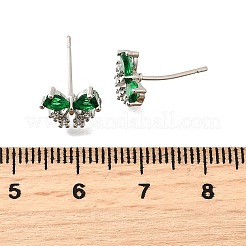 Boucles d'oreilles en laiton avec zircone cubique de micro pave&nbsp;EJEW-M103-09P