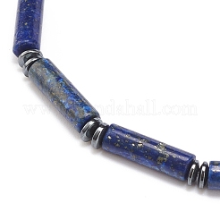 Columna de piedras preciosas naturales y brazalete elástico de hematites sintético&nbsp;BJEW-JB08458