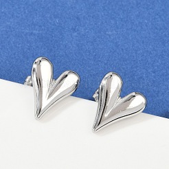 Anlaufgeschützte Herz-Ohrstecker aus 304 Edelstahl für Damen&nbsp;X-EJEW-F300-09P
