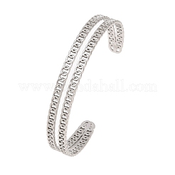 Brazaletes huecos de acero inoxidable 304 con puño abierto para mujer&nbsp;BJEW-F547-02P