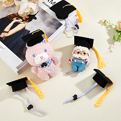 Mini sombrero de graduación de tela de fieltro con borlas&nbsp;AJEW-WH0070-47