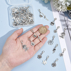 40 stücke 10 stile blume legierung anhänger dekoration&nbsp;HJEW-GO00242