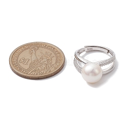 Runde verstellbare Ringe aus Naturperlen&nbsp;RJEW-P113-09P