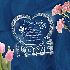 Cuore con parola k9 figurine di vetro&nbsp;DJEW-WH0026-001