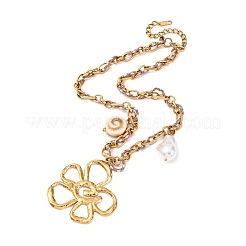 Colliers avec pendentifs en forme de fleur en acier inoxydable 304&nbsp;NJEW-Z096-02G