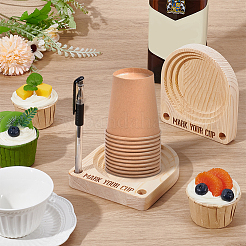 Aufbewahrungsregal für Pappbecher aus Holz&nbsp;ODIS-WH0099-165