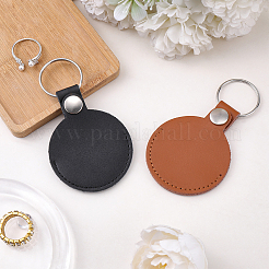 2 porte-clés rond et plat en cuir pour carte photo&nbsp;AJEW-CL0002-43