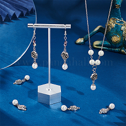 Pendenti rotondi in plastica abs imitazione perla e reperti in stile tibetano&nbsp;FIND-PH0008-82