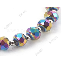 Pulseras elásticas de cuentas de vidrio electrochapado para mujeres y hombres. Rondelle&nbsp;BJEW-PH01898