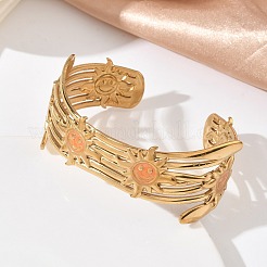 Brazaletes abiertos de acero inoxidable 304 esmaltado para mujer&nbsp;BJEW-F542-01G-04